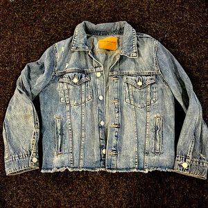 Lucky Brand distressed jean jacket! Barely worn! Can dress up or dress down!